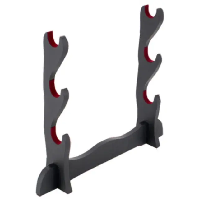 Ξύλινη βάση 3 Sword Katana Display Stand, Black Wood-S5066