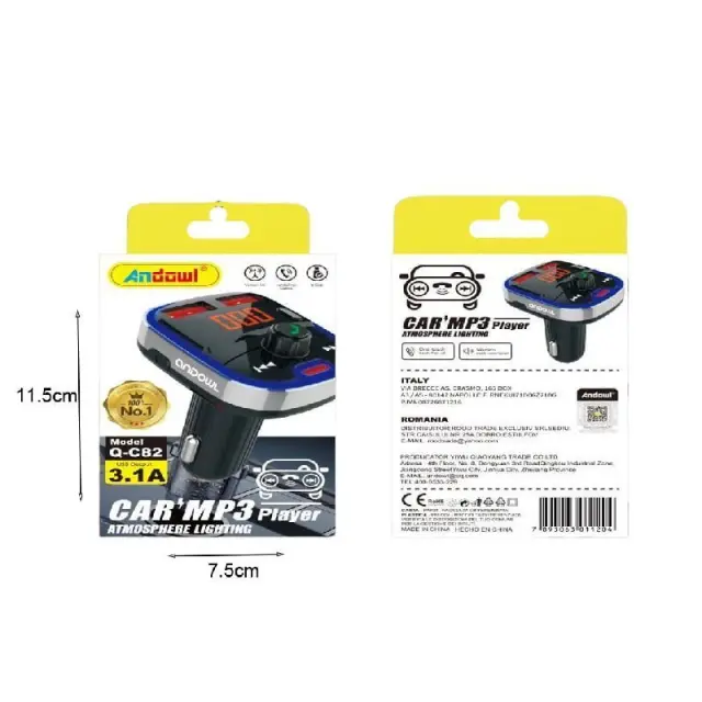 Andowl Πομπός αυτοκινήτου φορτιστής MP3 Player Q-C82 – Car MP3 Player Atmosphere lighting 075492 2