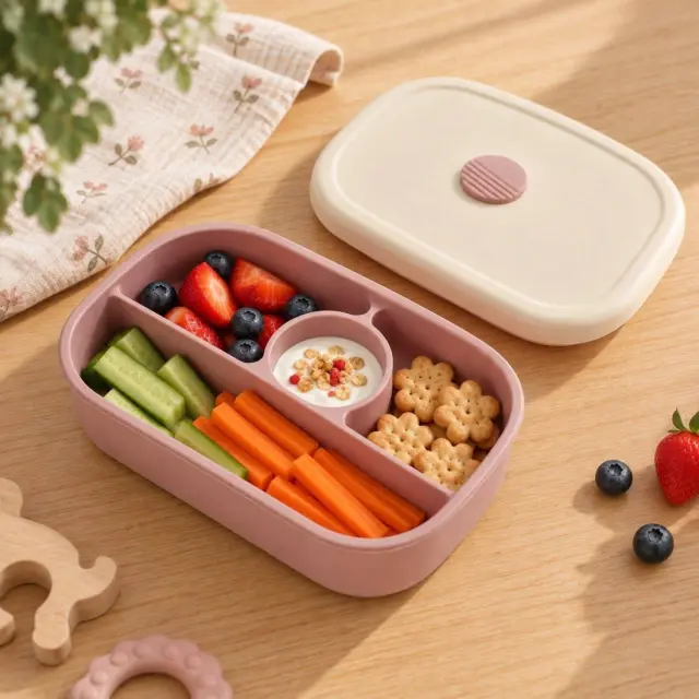 ABO Lunch Box Σιλικόνης Mε Καπάκι Ροζ LB001-22