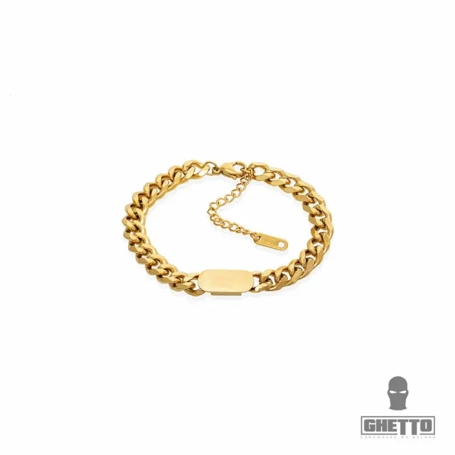 Ghetto Cuban Link Chain Bracelet SS Gold