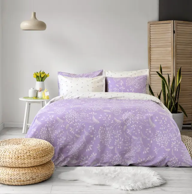 Σετ Παπλωματοθήκη 225x245 Υπέρδιπλη Kocoon Denise Λιλά 100% βαμβακερό