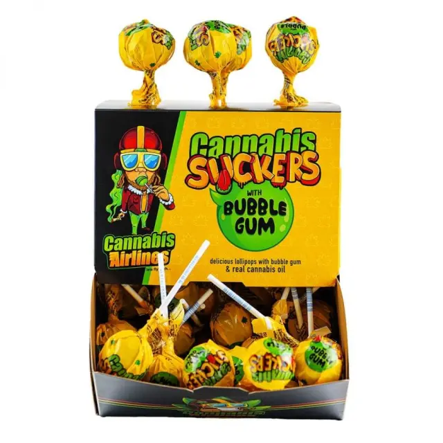 Cannabis Airlines - Cannabis Suckers Lollipops με τσίχλα χωρίς THC - 1τμχ - 25gr 2