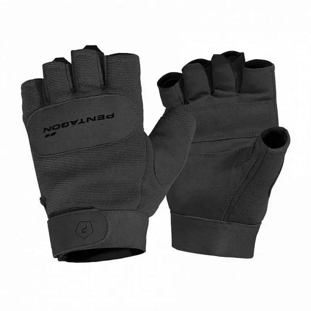 Pentagon 1/2 Duty Mechanic Gloves-Γάντια με Μισά Δάκτυλα - 01-Black-Μαύρο