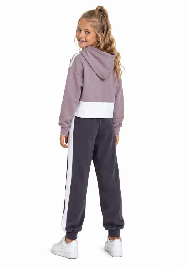 63625538 Frenzy Σετ φόρμα φούτερ με κουκούλα κορίτσι dusty pink ανθρακί - 12 ετών 3