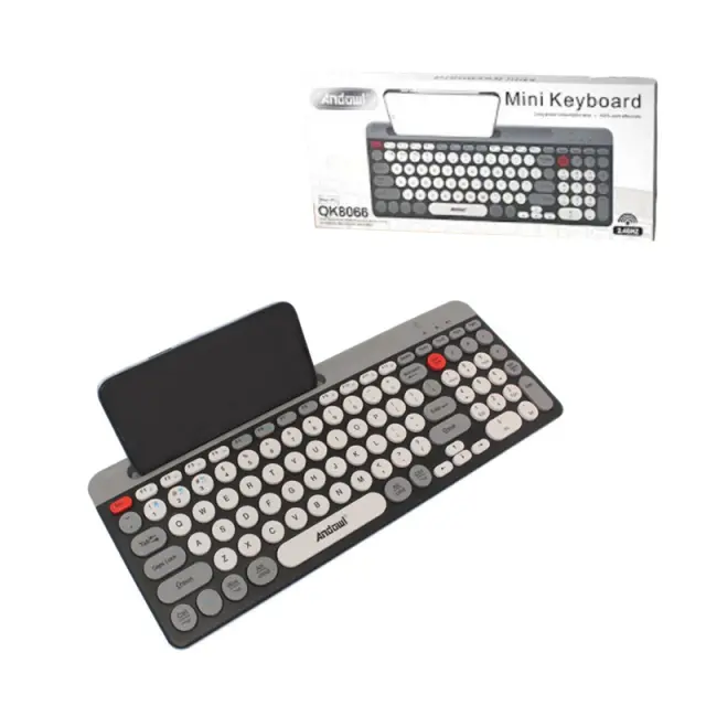 Andowl Ασύρματο Mini Πληκτρολόγιο με Βάση για Tablet και Smartphone QK8066 - Wireless Mini Keyboard with Stand for Tablet and Smartphone 0751174