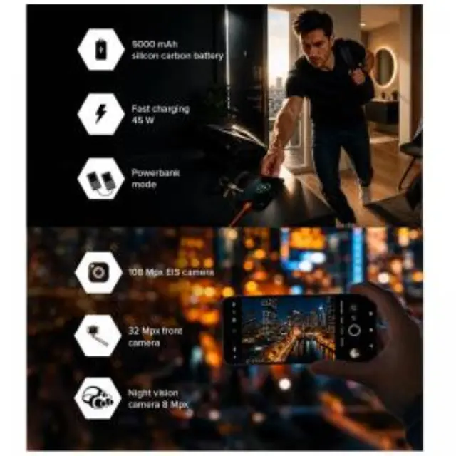 Κινητό Τηλέφωνο Hammer Ventus 5G 256GB 8GB RAM Μαύρο-Πορτοκαλί N71599 2