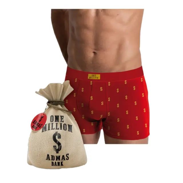 Admas Ανδρικό Boxer Πουγκί Million Dollar - Συσκευασία Δώρου, Χρώμα Κόκκινο - M