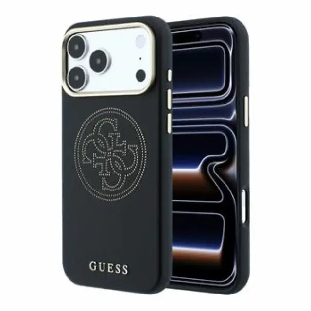 Guess PU Semi Wrap Perforated 4G Logo MagSafe Case for iPhone 18 Pro Black
