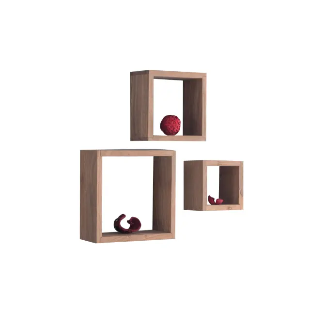 Ράφια Σετ TRIO Ξύλο Φυσικό 25x25x10/20x20x10/15x15x10cm