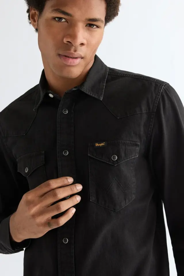 Wrangler Ανδρικό Τζιν Πουκάμισο 112378427 – Rinse Black - XXL 3