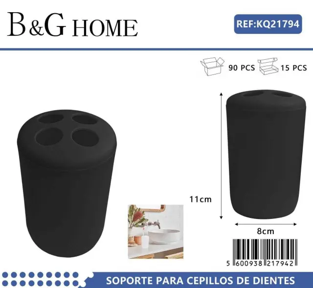 Θήκες οδοντόβουρτσας πλαστικές σε σετ 5Χ - Black - 21794 2