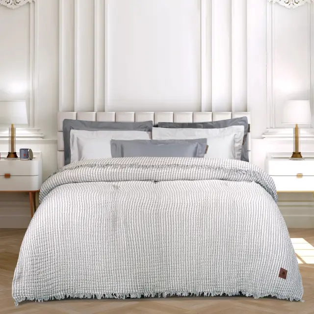Κουβέρτα 220x240 Υπέρδιπλη Μουσελίνα Greenwich Polo Club 3467 Γκρι 100% βαμβακερό