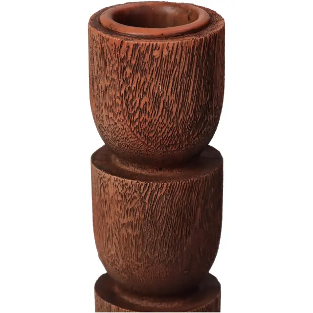 Κηροπήγιο Καφέ Polyresin 7x7x15cm 3