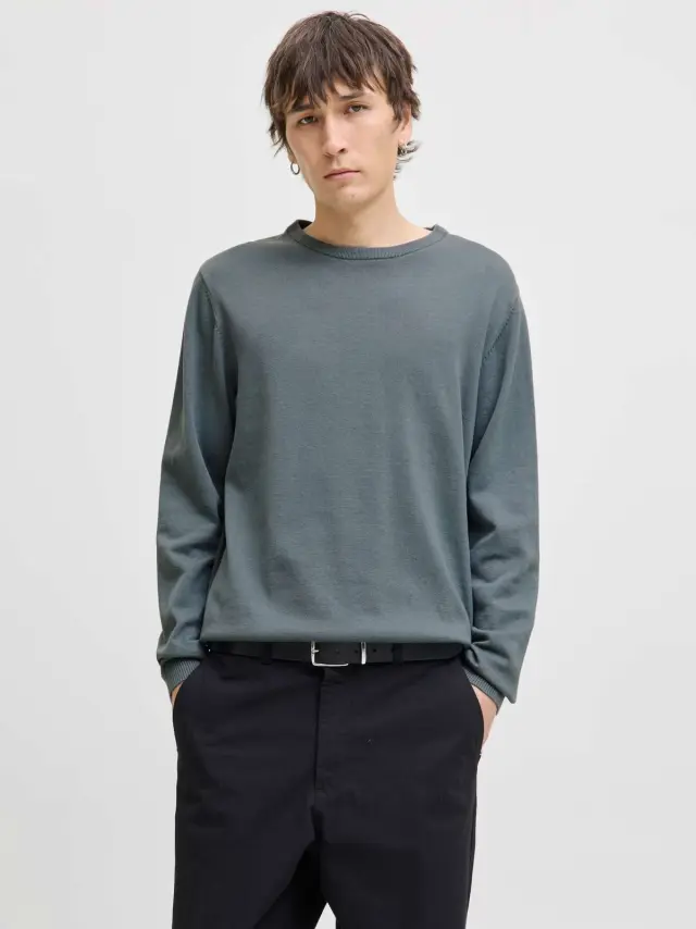 JJEBASIC KNIT CREW NECK NOOS Stormy Weather 2