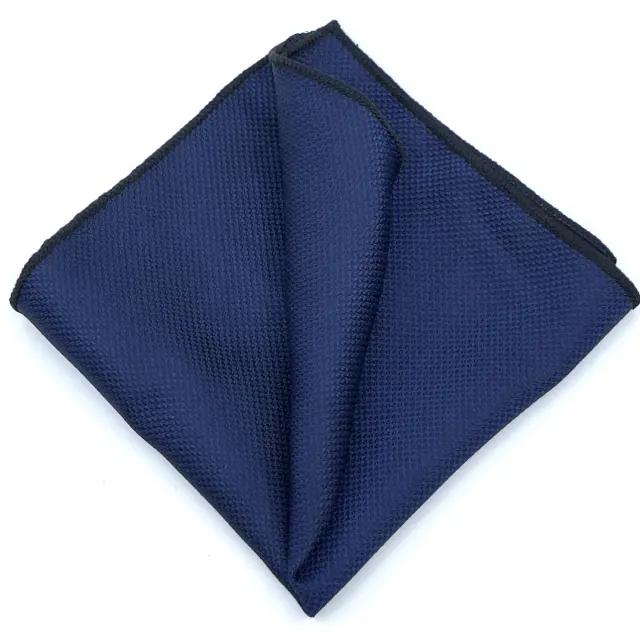 Μπλε Navy Oxford Γραβάτα Slim 4,5 cm Σετ με Μαντηλάκι 3
