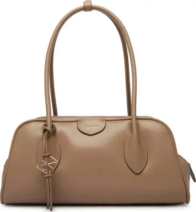 Calvin Klein Γυναικεία Μεσαία Τσάντα Emblem Trio Shoulder Bag Μπεζ