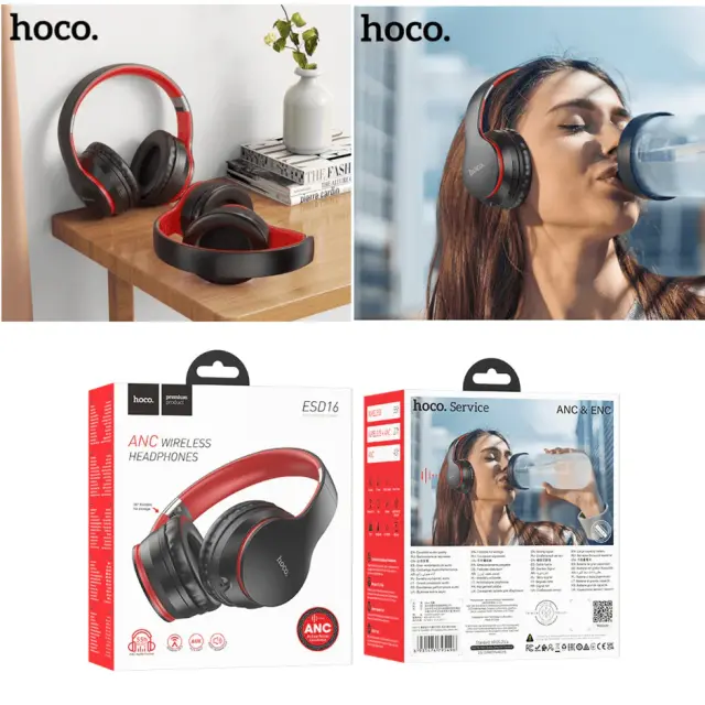 Hoco Ασύρματα/Ενσύρματα Over Ear Ακουστικά Μαύρα ESD16 2
