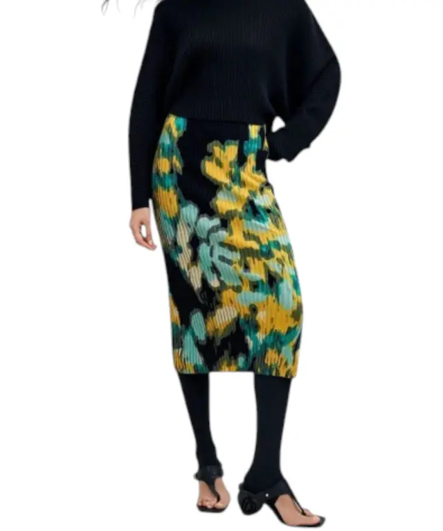 Desigual - Γυναικείο Μακρύ Φόρεμα Pauline 26WWVF01-8006 Μαύρο / Κίτρινο