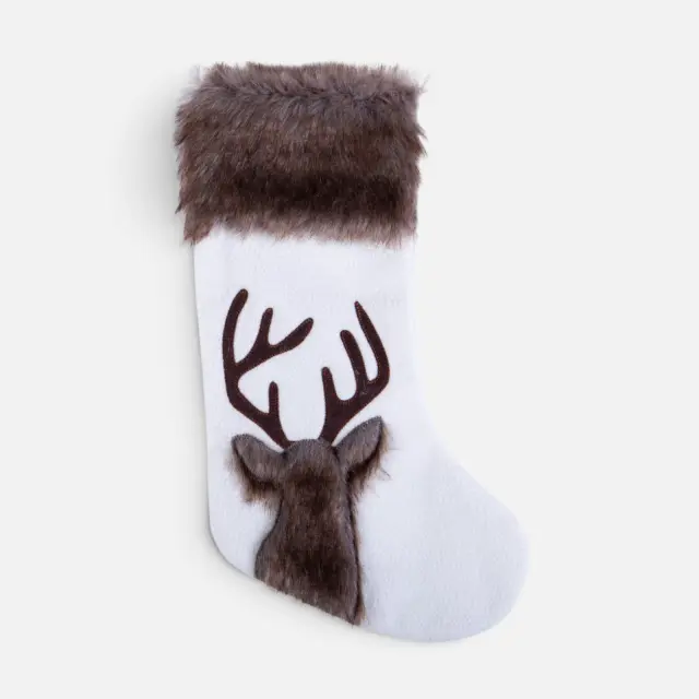 Nef-Nef Homeware Χριστουγεννιάτικη Κάλτσα Reindeer 16x43 Λευκό