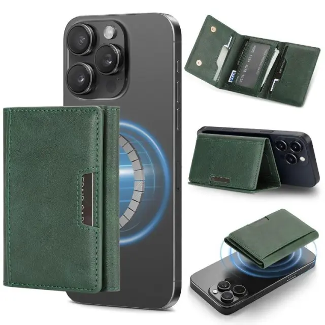 RFID MagSafe Πορτοφόλι Δερματίνης για Κάρτες-Green OEM