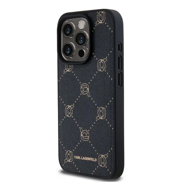Karl Lagerfeld PU Karl Heads Pattern MagSafe Case for iPhone 15 Pro Max Black 3