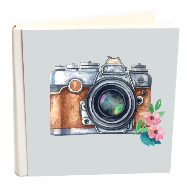 Άλμπουμ Δερματίνης συλλογής my album ,camera vintage brown, άλμπουμ με ριζόχαρτο 35x35cm .Σε κουτί φύλαξης