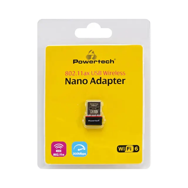 Powertech PT-1383 802.11ax USB Wireless Nano Adapter 300Mbps WiFi 6 Black 2