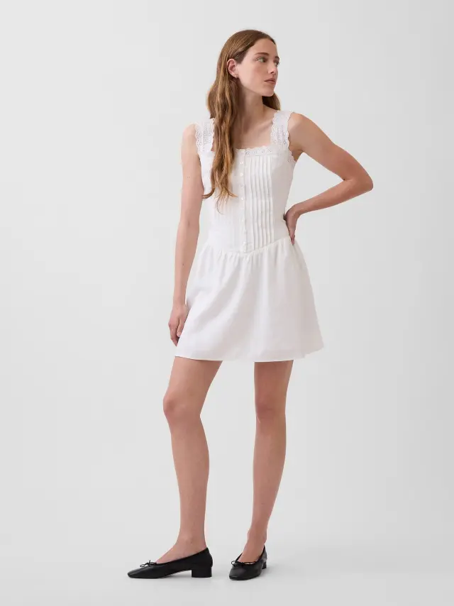 Γυναικείο Φόρεμα Drop-Waist Mini New off white - XL