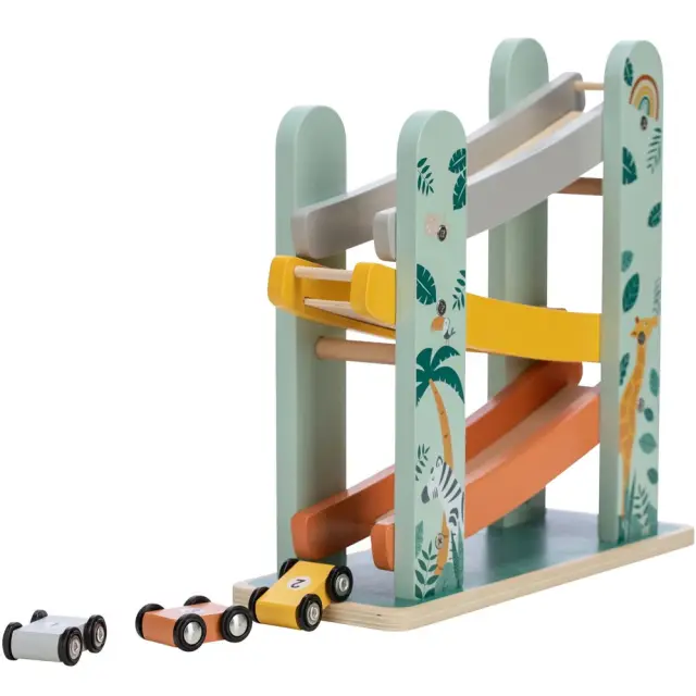 FreeON Free2Play Ξύλινο Γκαράζ Πίστα με 3 Αυτοκινητάκια Safari 18+ Μηνών 2