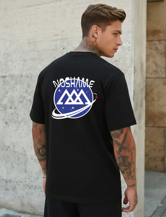 T-shirt Noshame® Oversized Μαύρο με τύπωμα - 142659 - XXL