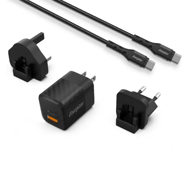Φορτιστής Ταξιδίου Energizer με 2 θύρες USB-C/A 38W PD20W QC3 18W Καλώδιο USB-C/USB-C 2