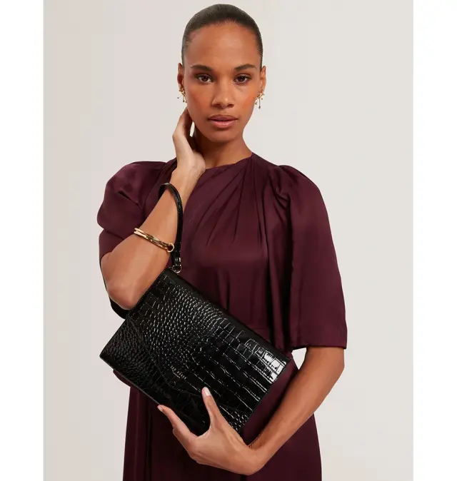 Φάκελος TED BAKER Wesslie Croc Envelope Pouch 282510 Μαύρο 2