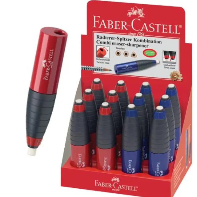 Ξύστρα + Σβήστρα Faber Castell Combi Φουξ Μπλε 184401
