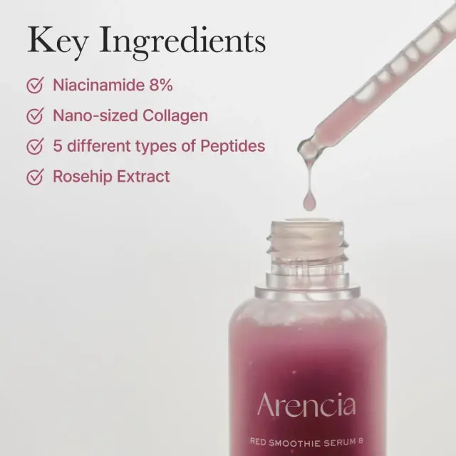 Arencia Red Smoothie Serum 8 Αντιγηραντικός Ορός Προσώπου με Νιασιναμίδη για Σύσφιξη, 30ml 2