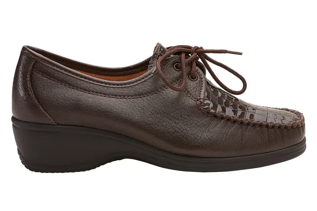 Toscana Δετά-Oxfords Γυναικείο δέρμα/δέρμα λουστρίνι Καφέ TOS/2366 T.MORO 3