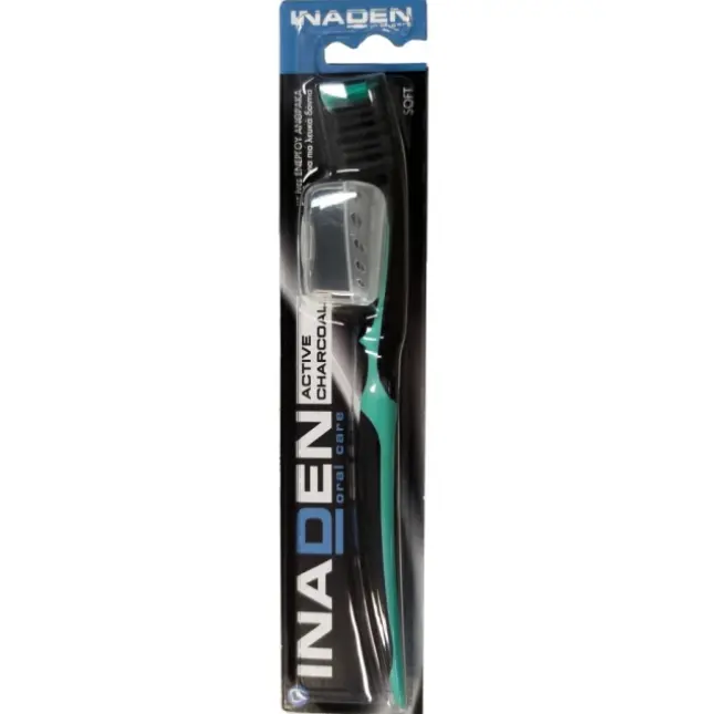 Inaden Soft Active Charcoal Μαλακή Οδοντόβουρτσα για Λεύκανση των Δοντιών Μαύρο - ΠΡΑΣΙΝΟ 1 Τεμάχιο