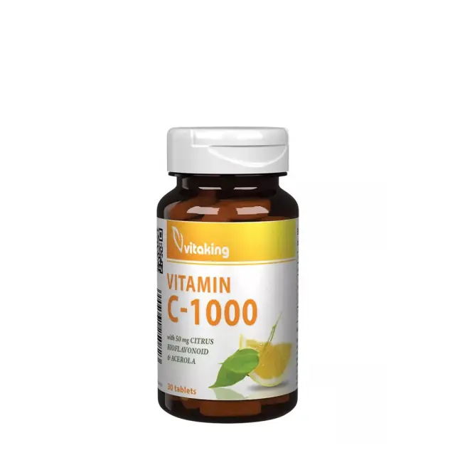 Vitaking Vitamin C 1000 mg with 50 mg Citrus Bioflavonoids and Acerola 30 Tablets