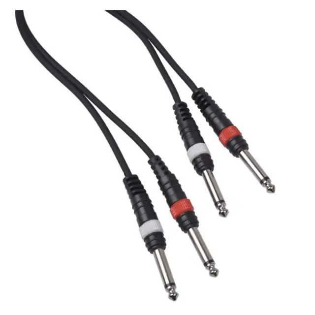 CABLE4ME 2x 6.3mm Mono Jack Male - 2x 6.3mm Mono Jack Male 3m 2