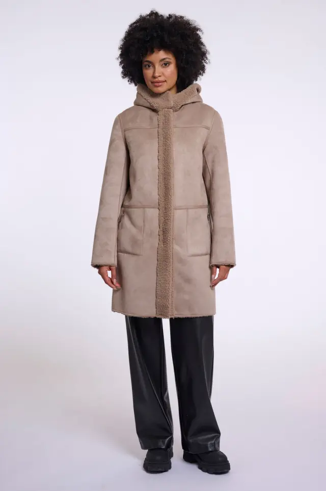 RINO & PELLE “ALINA” REVERSIBLE HOODED COAT (ALINA-7002611-MOCHA-LATTE) - 42 2