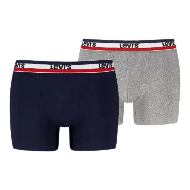 Levi's Ανδρικό Boxer Repeat SPW Logo Brief - Διπλό Πακέτο, Χρώμα Σκούρο Μπλε-Γκρι Μελανζέ