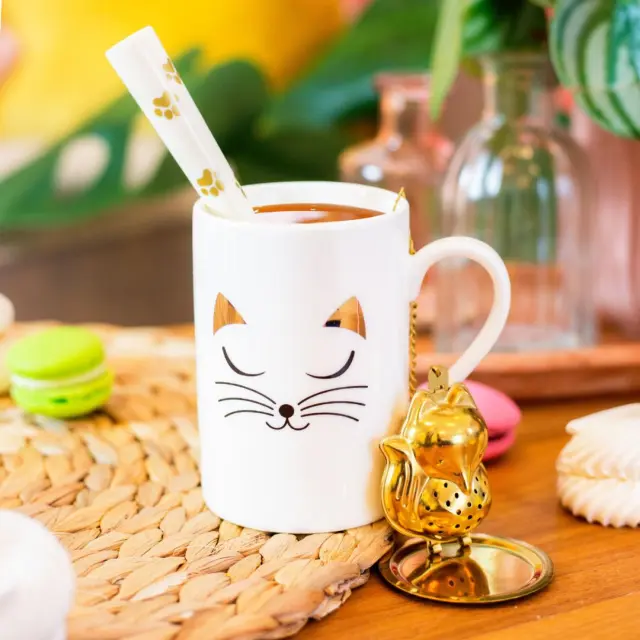 Pylones Πορσελάνινη κούπα (300ml): Schluck (7 σχέδια) White cat