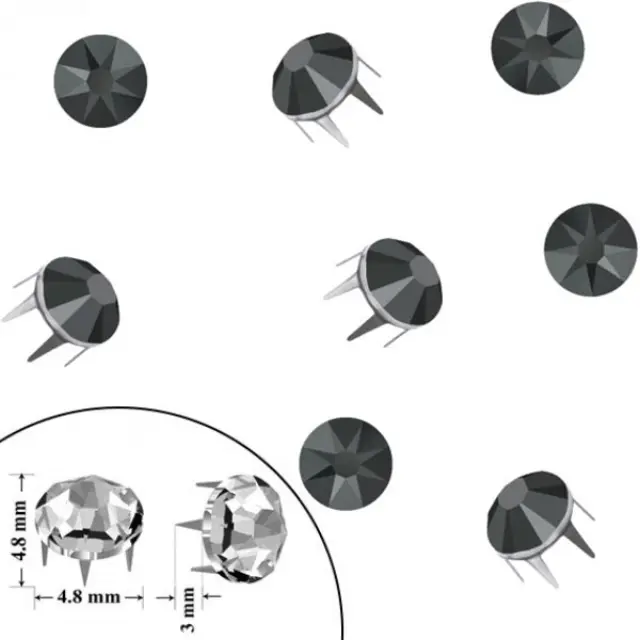 Swarovski Τρουκς 53303 Rose Pin 2078 Xirius Rose SS20 (4.8mm) Jet Hematite - Stainless Steel Casing - 20τεμ