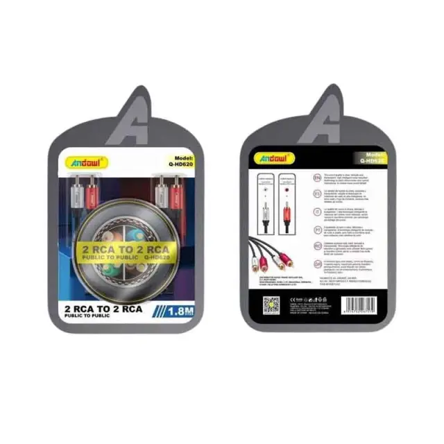 Andowl Καλώδιο 2 RCA σε 2 RCA 2.0 Μέτρα Q-HD620 - 2 RCA to 2 RCA Cable 2.0M Q-HD620 Z774175