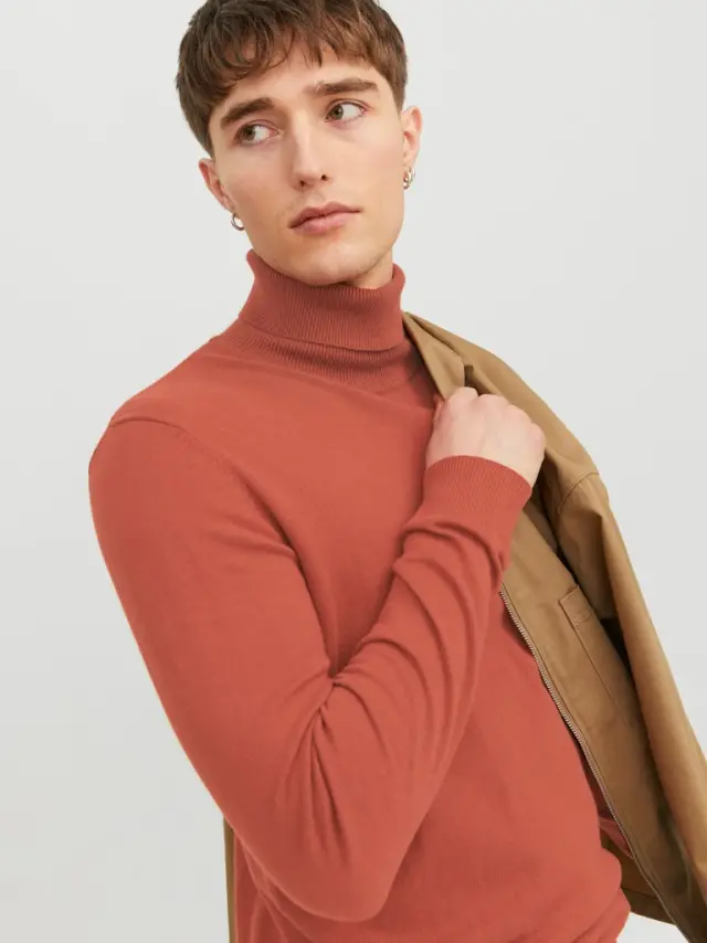 JJEEMIL KNIT ROLL NECK NOOS Dark Grey Melange 3