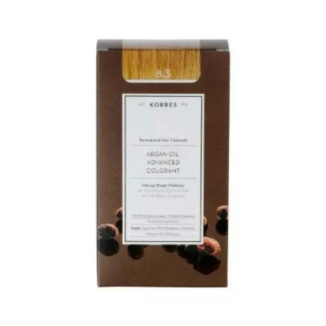 ΚΟΡΡΕΣ Βαφές Μαλλιών Argan Color Gold Honey Light Blonde 8.3 Ξανθό Ανοιχτό Μελί 50ml 2