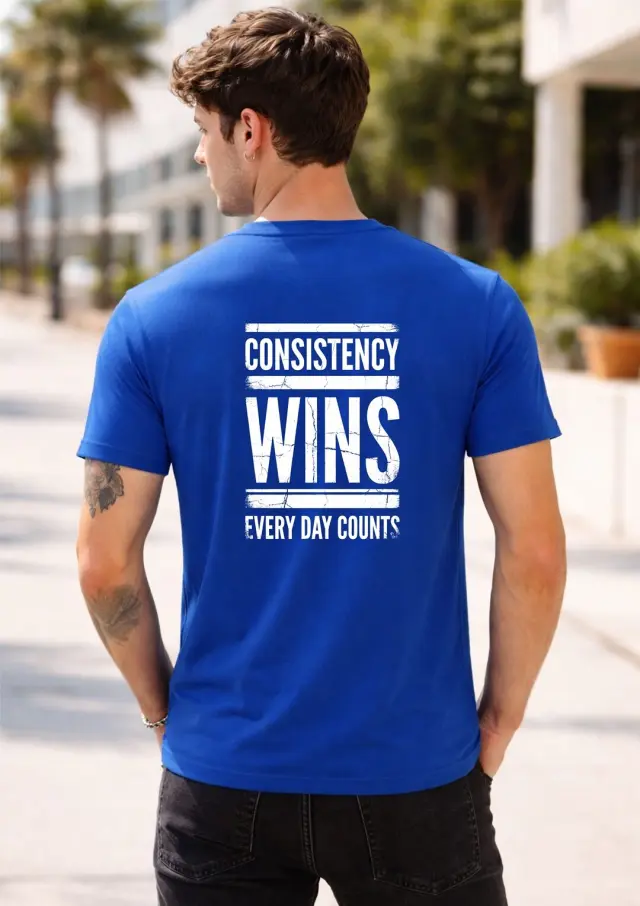 T-shirt Noshame® Μπλε με τύπωμα Consistency wins every day counts - 152612 - XXL