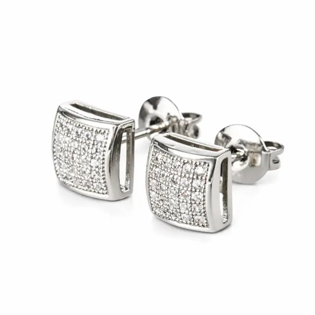 Ghetto 2024 Hip Hop Square Earrings Iced Out