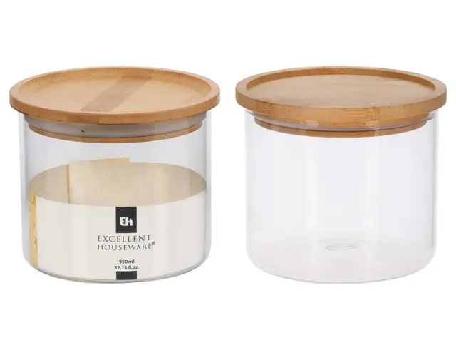 Γυάλινο Δοχείο Αποθήκευσης Εxcellent Houseware με καπάκι, Χωρητικότητας 950ml CD1002340