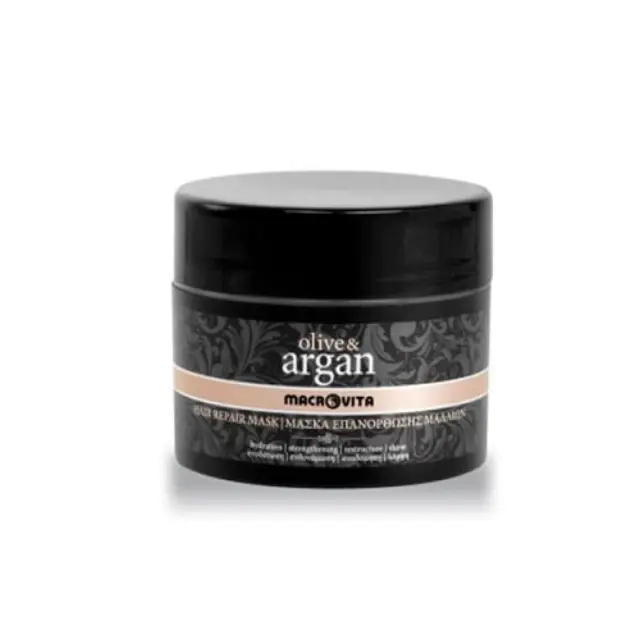 Macrovita Olive + Argan Επανορθωτική Μάσκα Μαλλιών 200ml