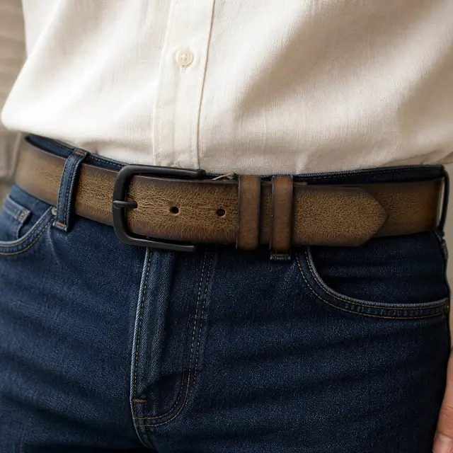Saddle Brown Δερμάτινη Ζώνη Full Grain 4 cm 2